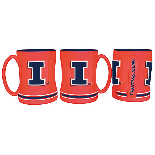 Illinois Fighting Illini Coffee Mug 14oz Sculpted Relief