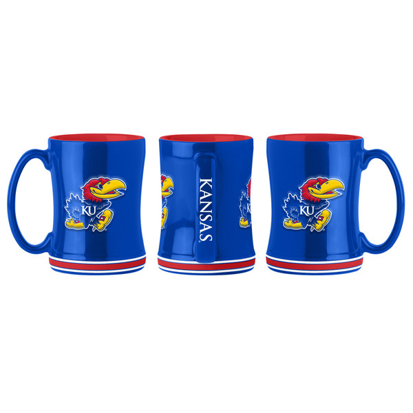 Kansas Jayhawks Coffee Mug - 14oz Sculpted Relief