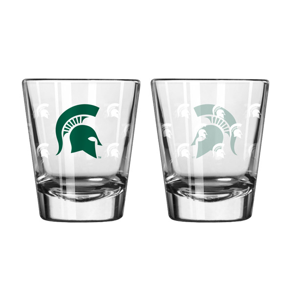 Michigan State Spartans Shot Glass - 2 Pack Satin Etch