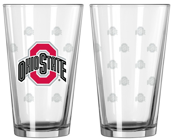 Ohio State Buckeyes Satin Etch Pint Glass Set