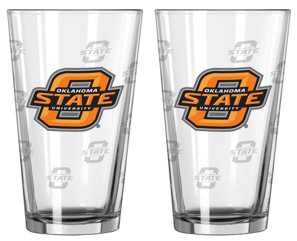 Oklahoma State Cowboys Satin Etch Pint Glass Set