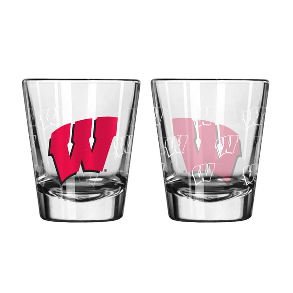 Wisconsin Badgers Shot Glass - 2 Pack Satin Etch