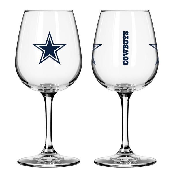 Dallas Cowboys Glass 12oz Wine Game Day