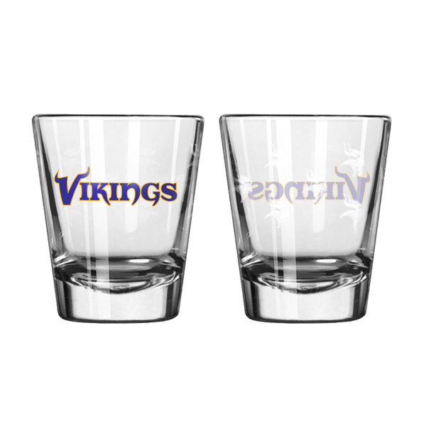 Minnesota Vikings Shot Glass Satin Etch Style 2 Pack