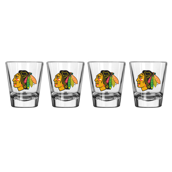 Chicago Blackhawks Shot Glass - 2 Pack Satin Etch