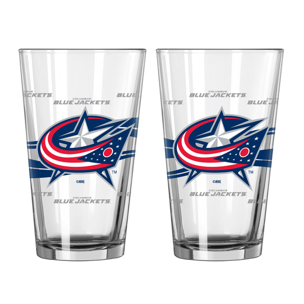 Columbus Blue Jackets Pint Satin Etch 2 Piece Set