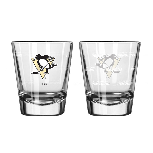 Pittsburgh Penguins Shot Glass - 2 Pack Satin Etch