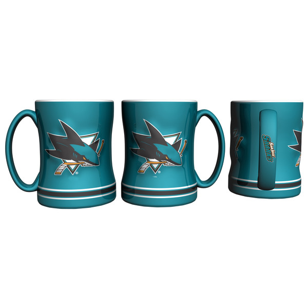 San Jose Sharks Coffee Mug 14oz Sculpted Relief