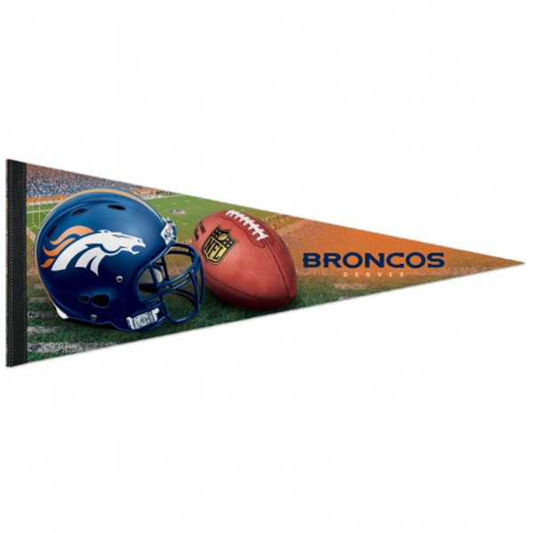 Denver Broncos Pennant 12x30 Premium Style Helmet Design