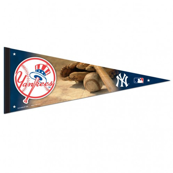 New York Yankees Pennant 12x30 Premium Style Ball and Glove Design Alternate