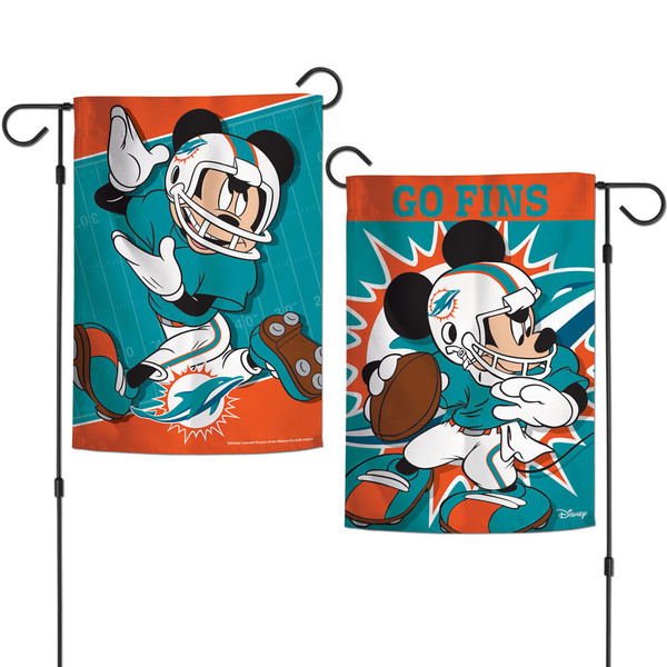 Miami Dolphins Flag 12x18 Garden Style 2 Sided Disney