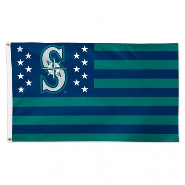 Seattle Mariners Flag 3x5 Deluxe Style Stars and Stripes Design