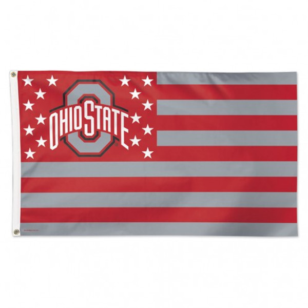 Ohio State Buckeyes Flag 3x5 Deluxe Style Stars and Stripes Design
