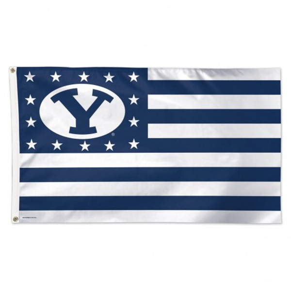 BYU Cougars Flag 3x5 Deluxe Style Stars and Stripes Design