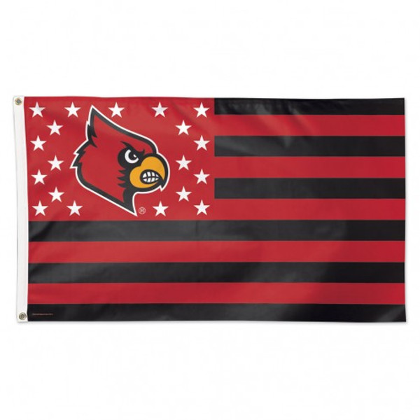 Louisville Cardinals Flag 3x5 Deluxe Style Stars and Stripes Design
