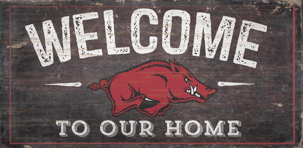 Arkansas Razorbacks Sign Wood 6x12 Welcome To Our Home Design