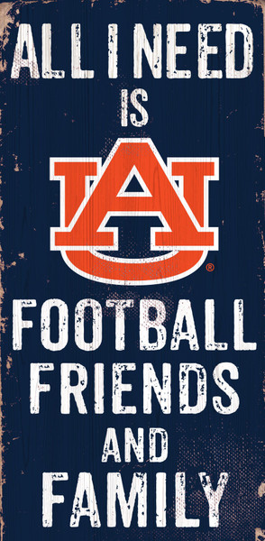 Auburn Tigers Sign Wood 6x12 Football Friends and Family Design Color