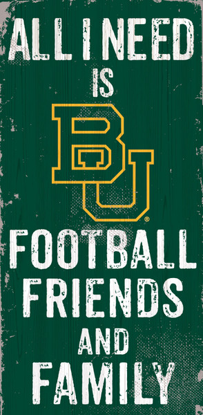Baylor Bears Sign Wood 6x12 Football Friends and Family Design Color
