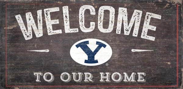 BYU Cougars Sign Wood 6x12 Welcome To Our Home Design