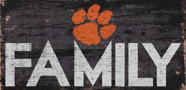 Clemson Tigers Sign Wood 12x6 Family Design