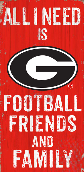 Georgia Bulldogs Sign Wood 6x12 Football Friends and Family Design Color