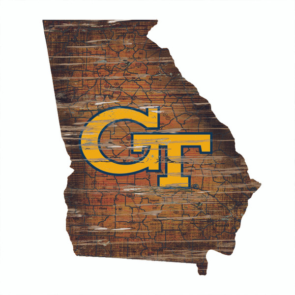Georgia Tech Yellow Jackets Wood Sign - State Wall Art