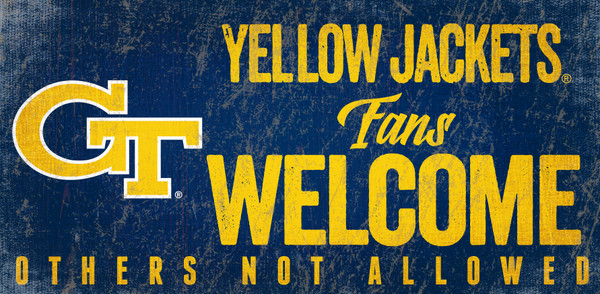 Georgia Tech Yellow Jackets Wood Sign Fans Welcome 12x6