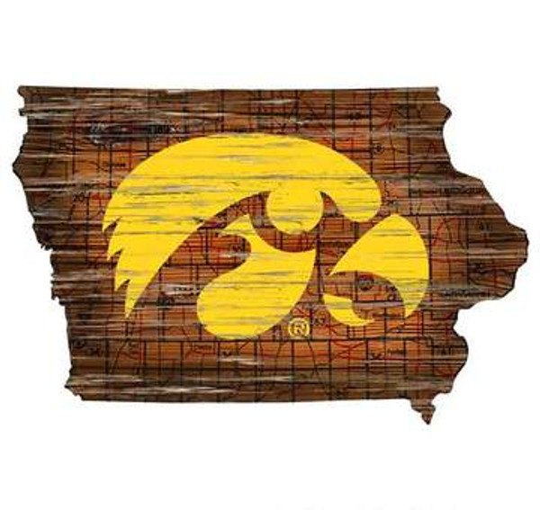 Iowa Hawkeyes Wood Sign - State Wall Art