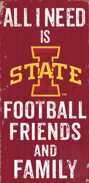 Iowa State Cyclones Sign Wood 6x12 Football Friends and Family Design Color