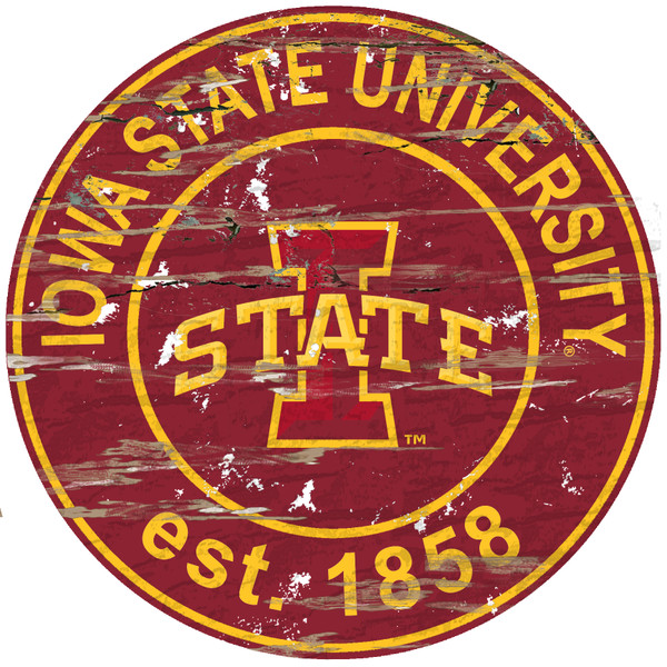 Iowa State Cyclones Wood Sign - 24" Round