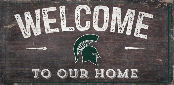 Michigan State Spartans Sign Wood 6x12 Welcome To Our Home Design