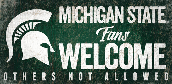 Michigan State Spartans Wood Sign Fans Welcome 12x6