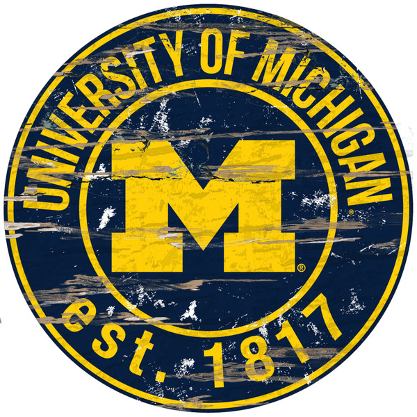 Michigan Wolverines Wood Sign - 24" Round