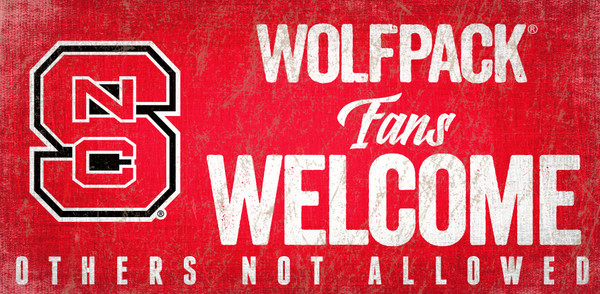 North Carolina State Wolfpack Wood Sign Fans Welcome 12x6