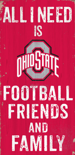 Ohio State Buckeyes Sign Wood 6x12 Football Friends and Family Design Color
