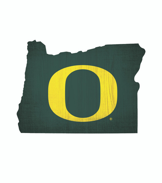 Oregon Ducks Sign Wood 12 Inch Team Color State Shape Design