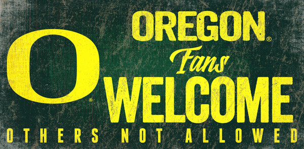 Oregon Ducks Wood Sign Fans Welcome 12x6