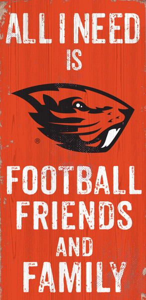 Oregon State Beavers Sign Wood 6x12 Football Friends and Family Design Color