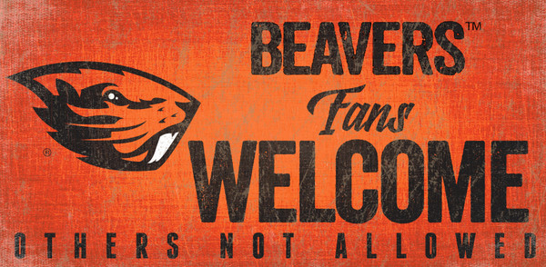 Oregon State Beavers Wood Sign Fans Welcome 12x6