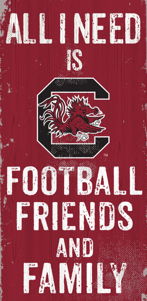 South Carolina Gamecocks Sign Wood 6x12 Football Friends and Family Design Color