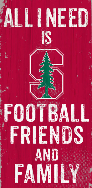 Stanford Cardinal Sign Wood 6x12 Football Friends and Family Design Color