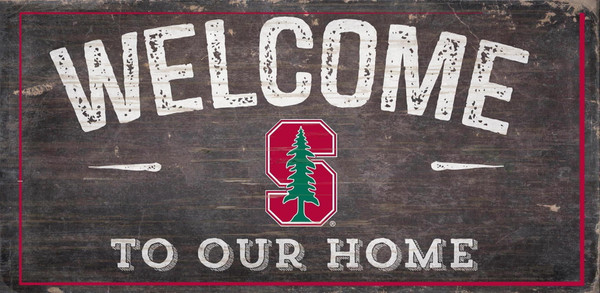 Stanford Cardinal Sign Wood 6x12 Welcome To Our Home Design