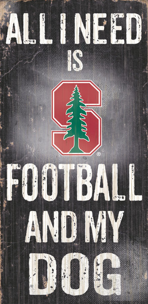 Stanford Cardinal Wood Sign - Football and Dog 6x12