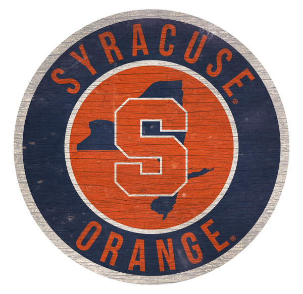 Syracuse Orange Sign Wood 12 Inch Round State Design