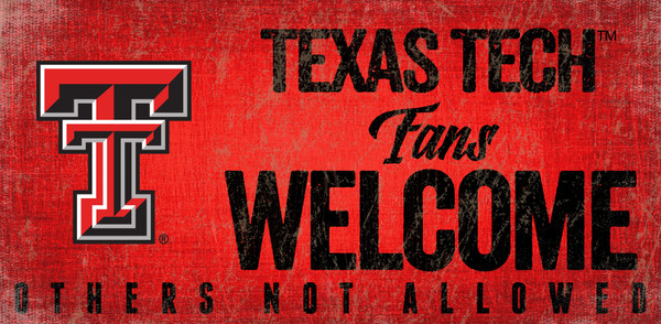 Texas Tech Red Raiders Wood Sign Fans Welcome 12x6