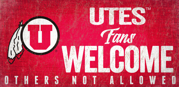 Utah Utes Wood Sign Fans Welcome 12x6