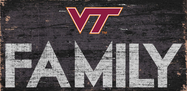 Virginia Tech Hokies Sign Wood 12x6 Family Design