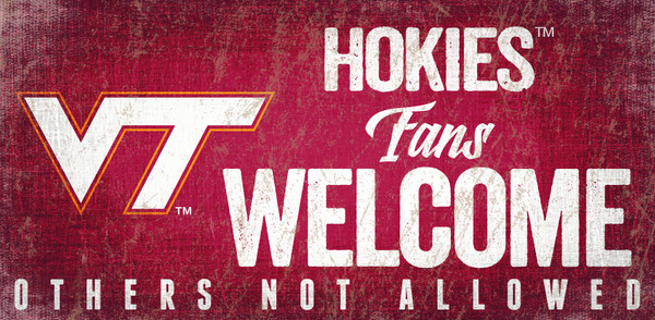 Virginia Tech Hokies Wood Sign Fans Welcome 12x6