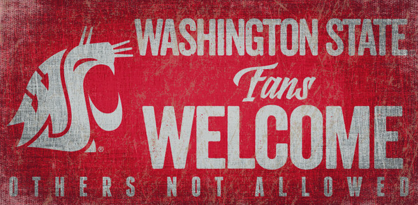 Washington State Cougars Wood Sign Fans Welcome 12x6