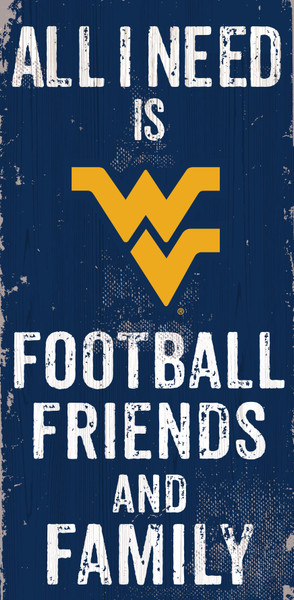 West Virginia Mountaineers Sign Wood 6x12 Football Friends and Family Design Color